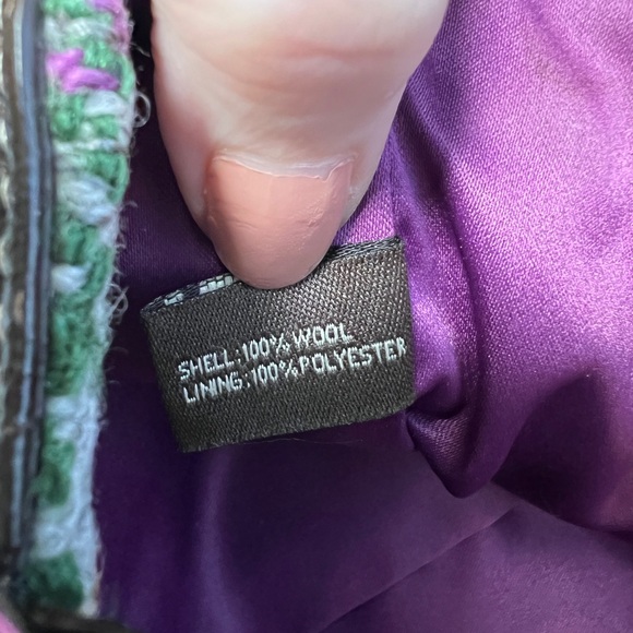 COACH Wool Tattersall Purse in Grey Plaid with lilac satin interior - Picture 10 of 11